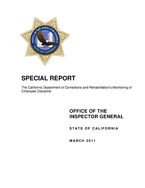 ca oig report on cdcr monitoring of employee discipline 2011 employee discipline report