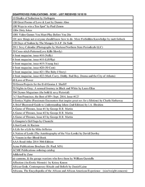 South Carolina - disapproved publications