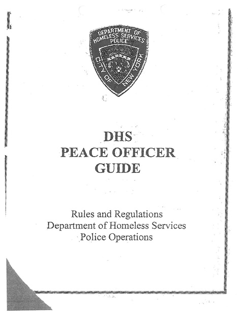 nypd department of homeless services peace officer guide 2002 department of homeless services police