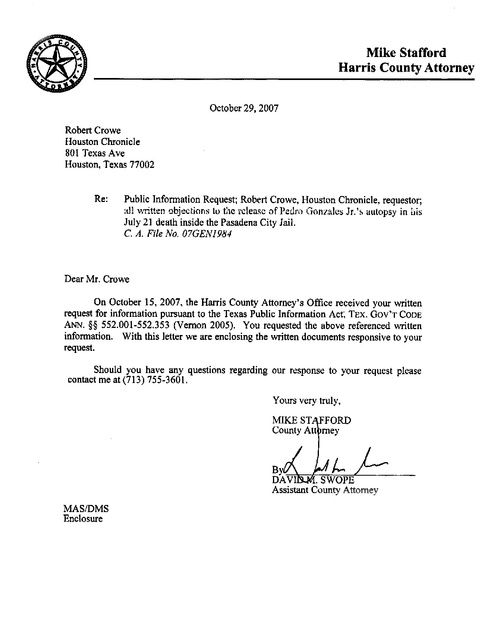 Mike Straffor Letter Re Public Info Request Autopsy Report Harris mike-straffor-letter-re-public-info-request-autopsy-report-harris