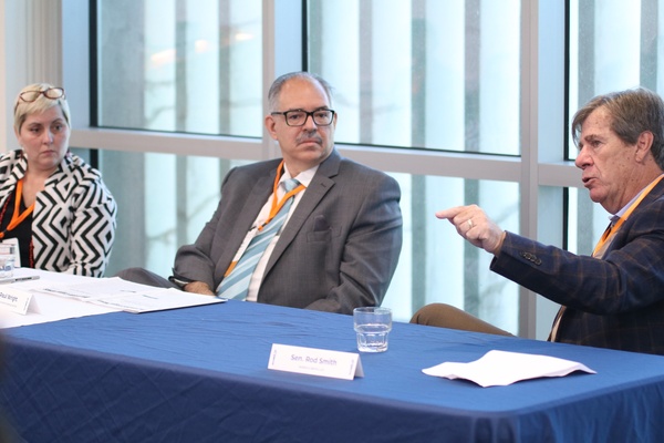 Paul Wright speaking with students at the 2020 Future of Florida Summit in February 2020