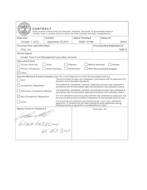Tndoc Jpay Contract 2012-2017 | Prison Legal News