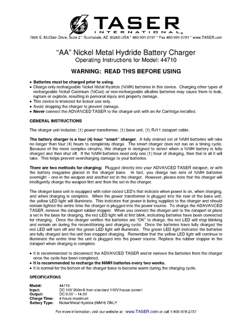 Taser Battery Charger Instructions